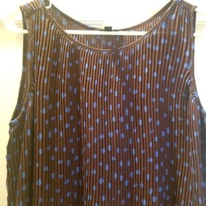 Printed polka dot Purple chiffon pleated blouse XS